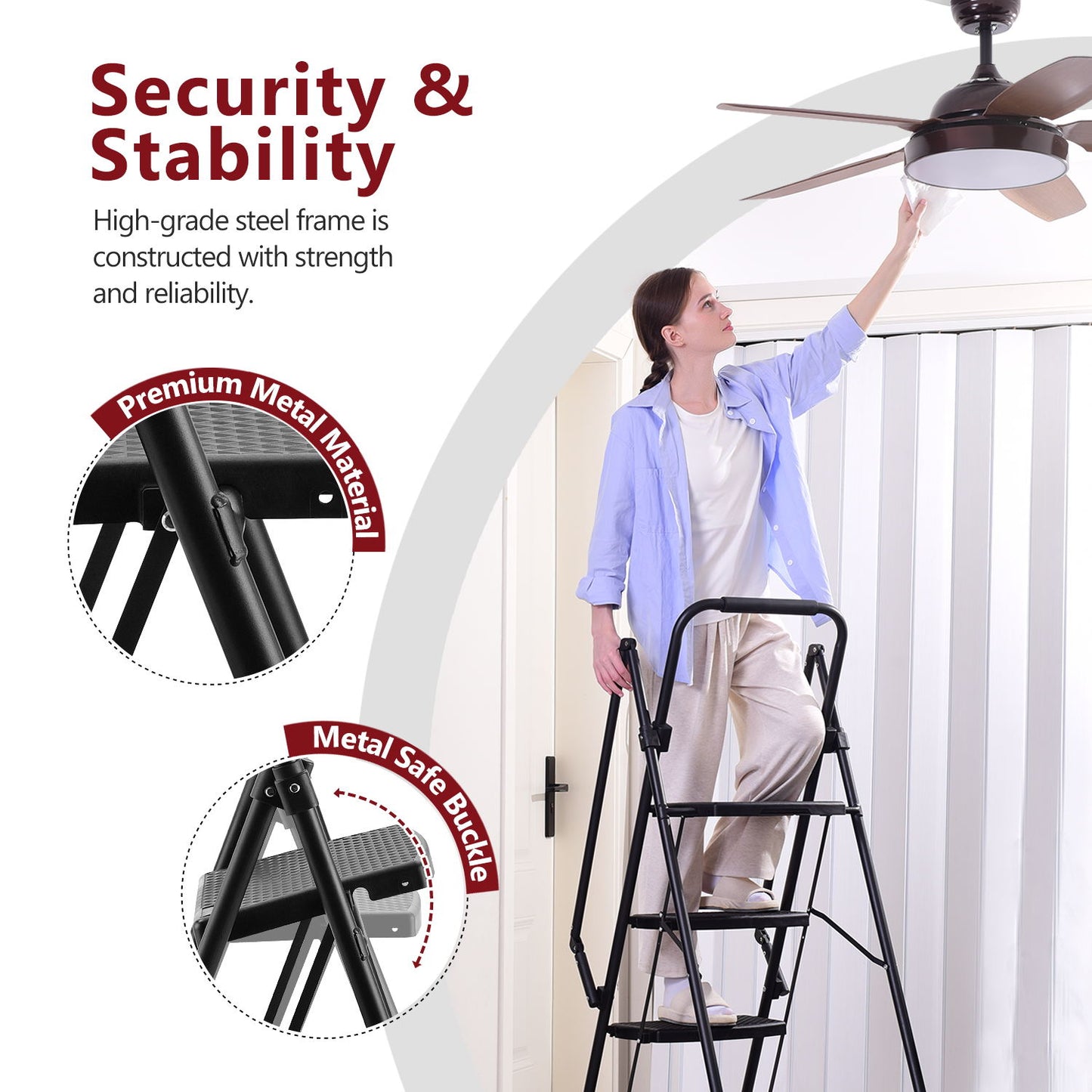 Multi-Purpose Foldable Step Ladder with Anti-Slip Feet - Space Saving & Safe