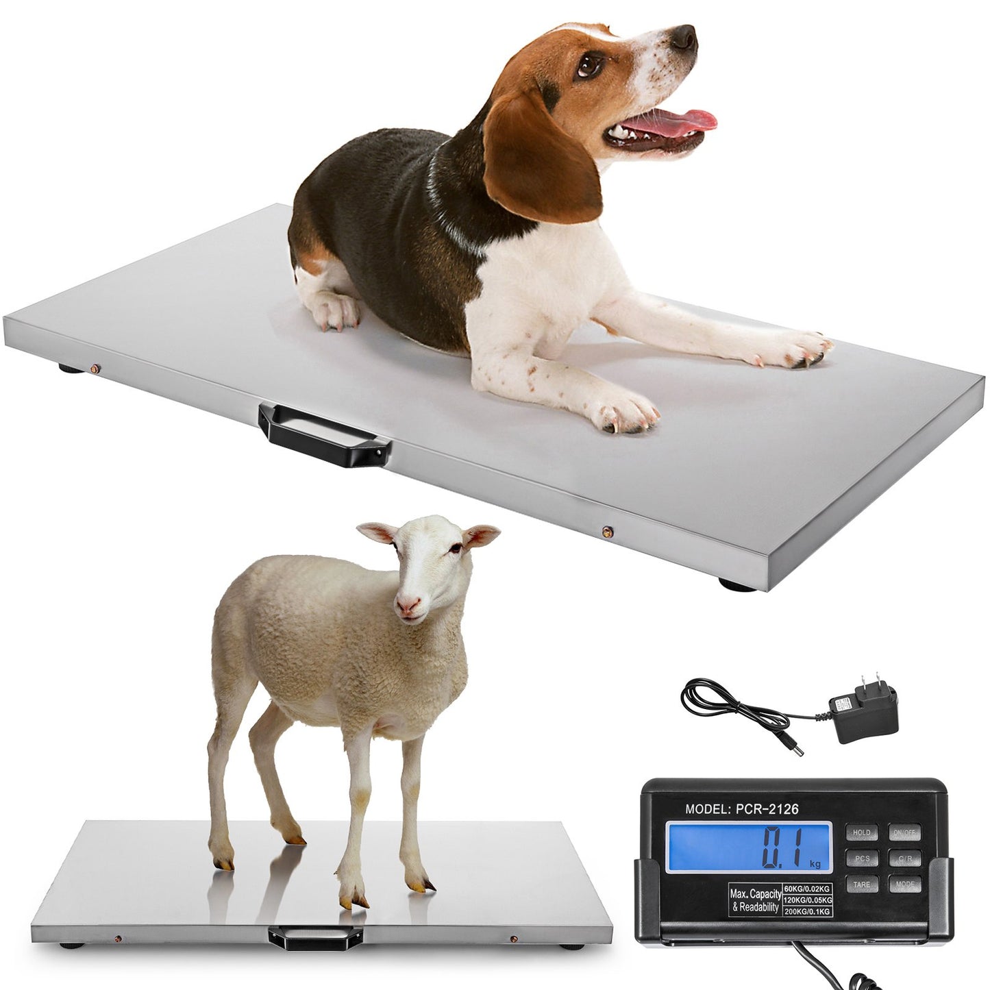 Heavy Duty Digital Livestock Scale 880Lbs Large Stainless Steel Floor Animal Weighing Platform