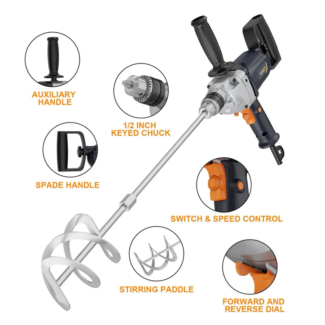 Corded Electric Concrete Mixer Drill with Spade Handle 9A Power Tool