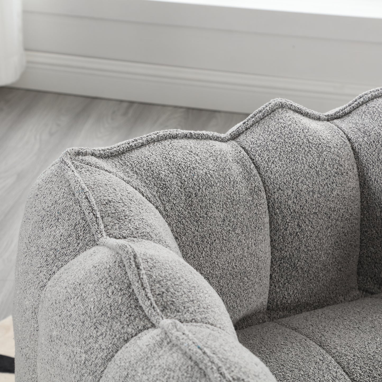 Soft Chenille Bean Bag Chair with Foam - Grey