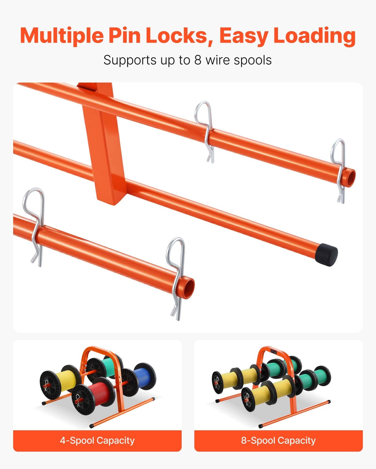 Wire Dispenser Hand Caddy for Up to 8 Spools - Industrial Cable Organizer