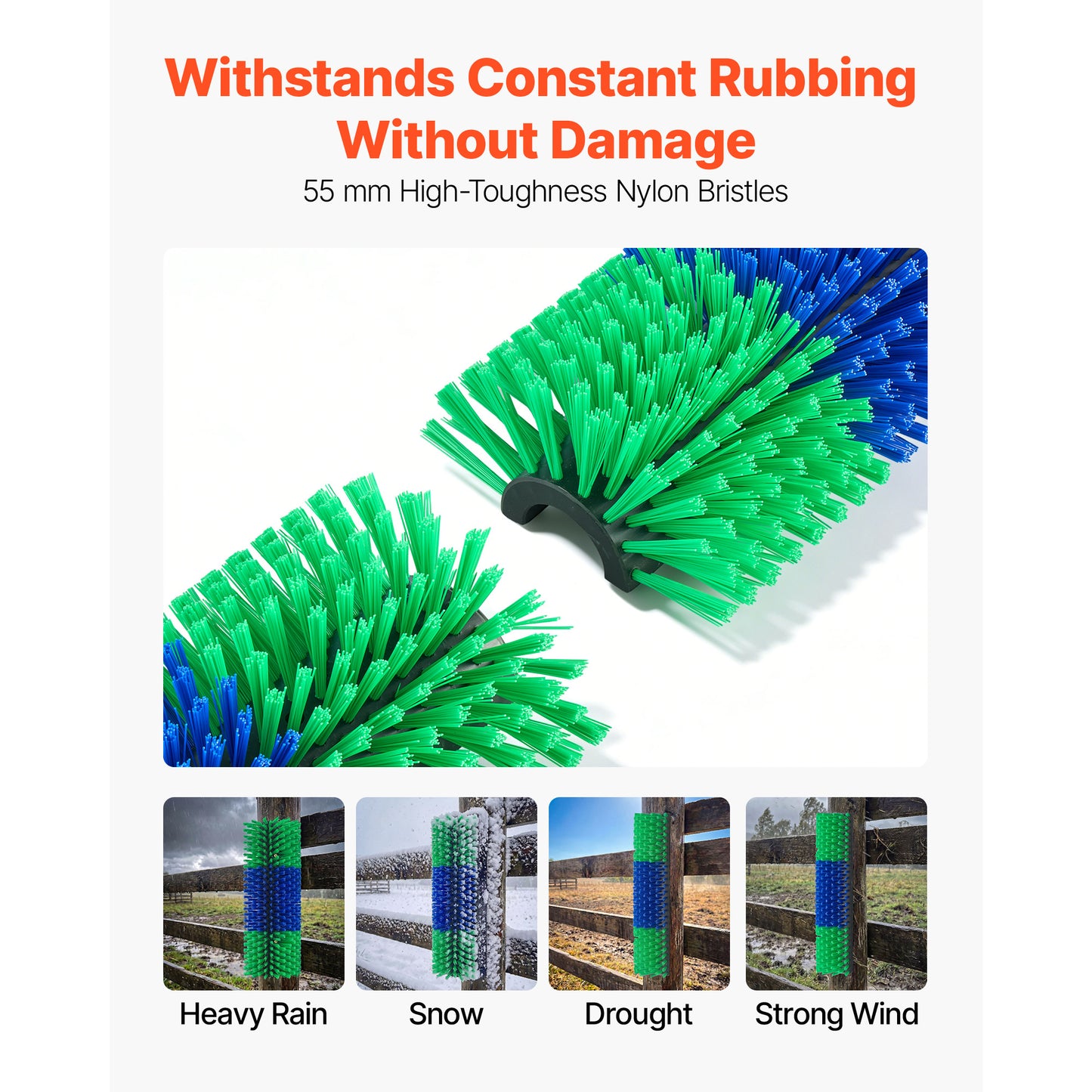 Livestock Scratching Brush Set - 2 Pieces, 16.9 x 7.5 Inches for Cattle, Sheep, Horses, Pig, Green & Blue