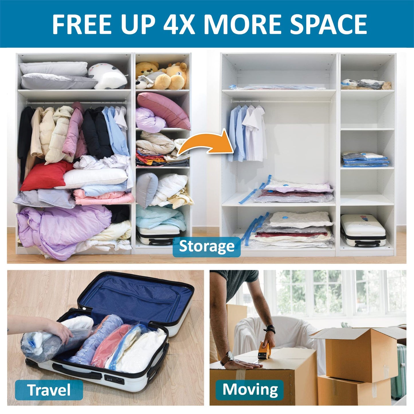 Transparent Clothing Compression Storage Bag 20-Pack for Wardrobe Organization