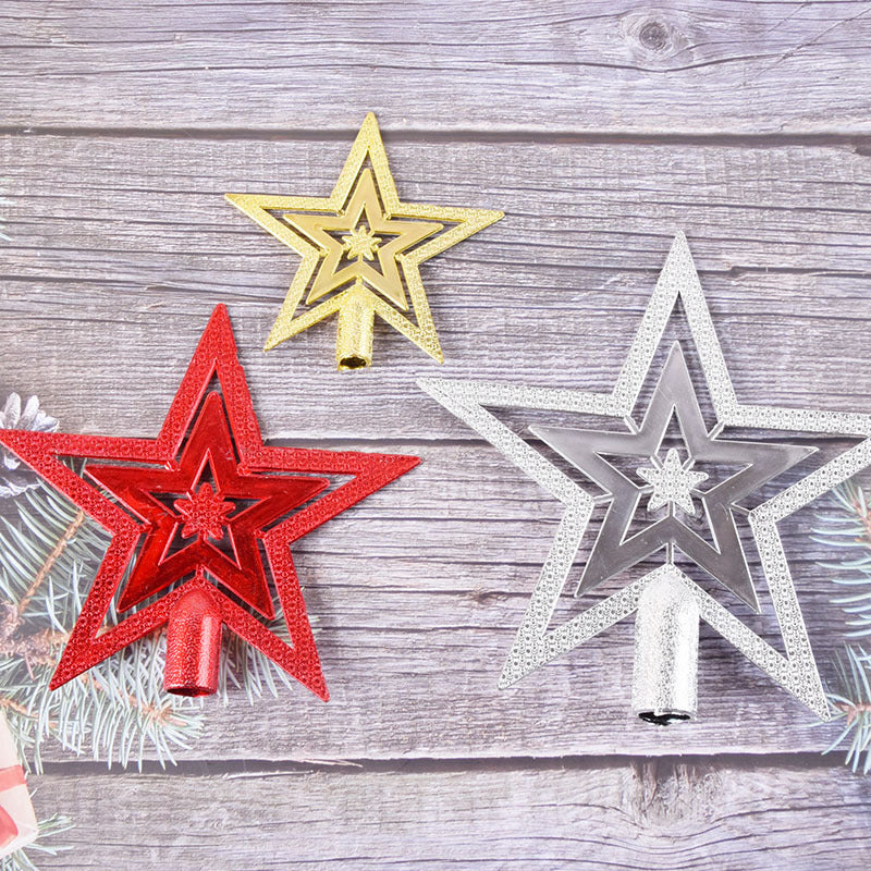 Christmas Tree Topper Star 10-20cm Electroplated Flat Five-Pointed Decoration