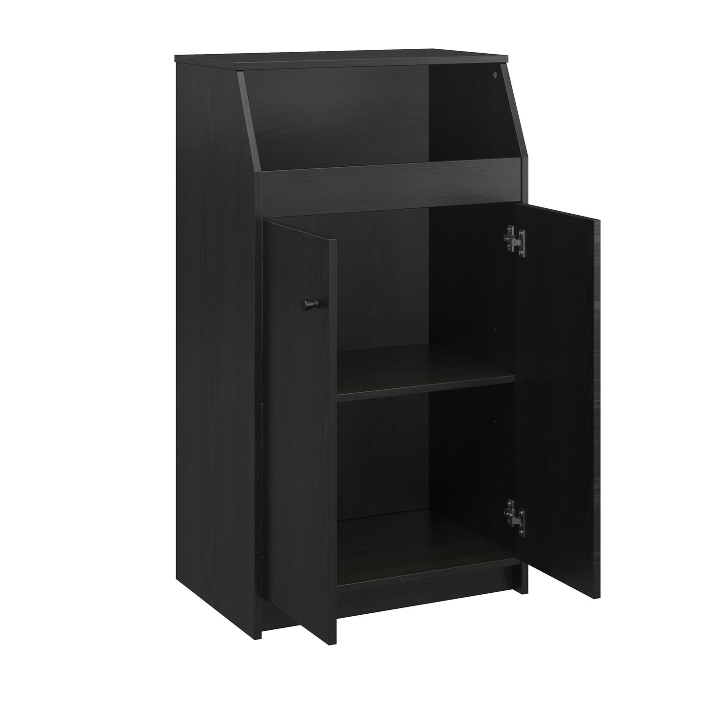The Loft 2 Door Storage Tower - Black Fiberboard Cabinet