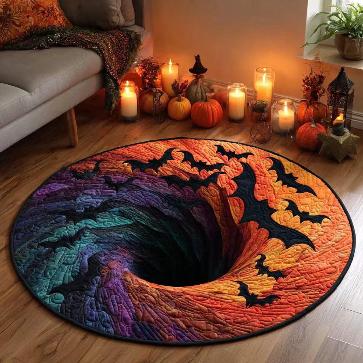 Halloween 3D Visual Floor Mat - Festive Rug for Living Room, Bedroom & Office