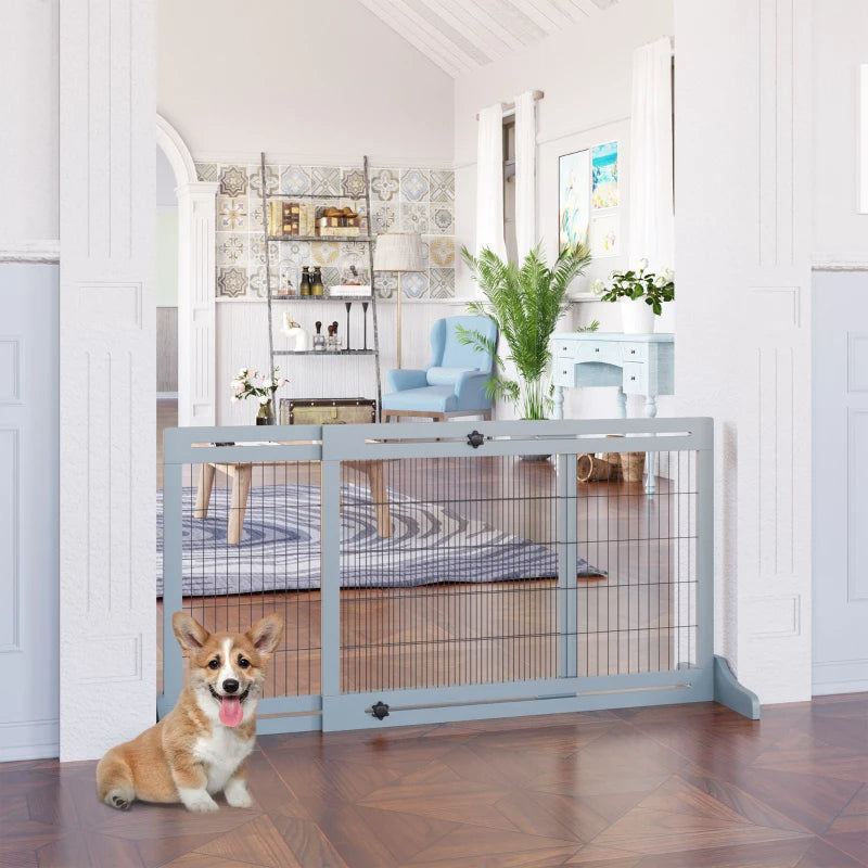 Extra Wide Freestanding Dog Gate - Adjustable Pet Barrier for Doorways