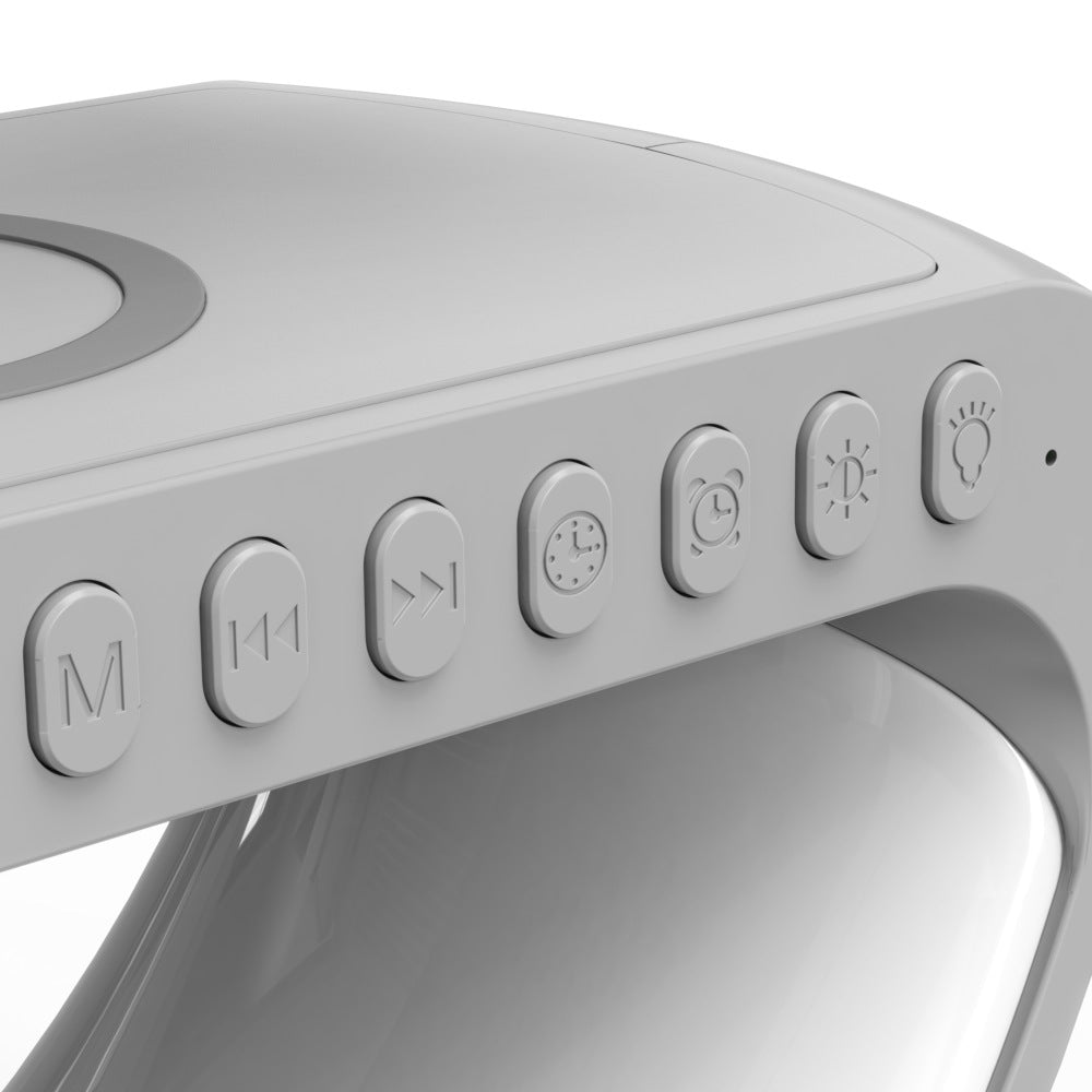 Smart G-Shaped LED Lamp with Bluetooth Speaker & Wireless Charger