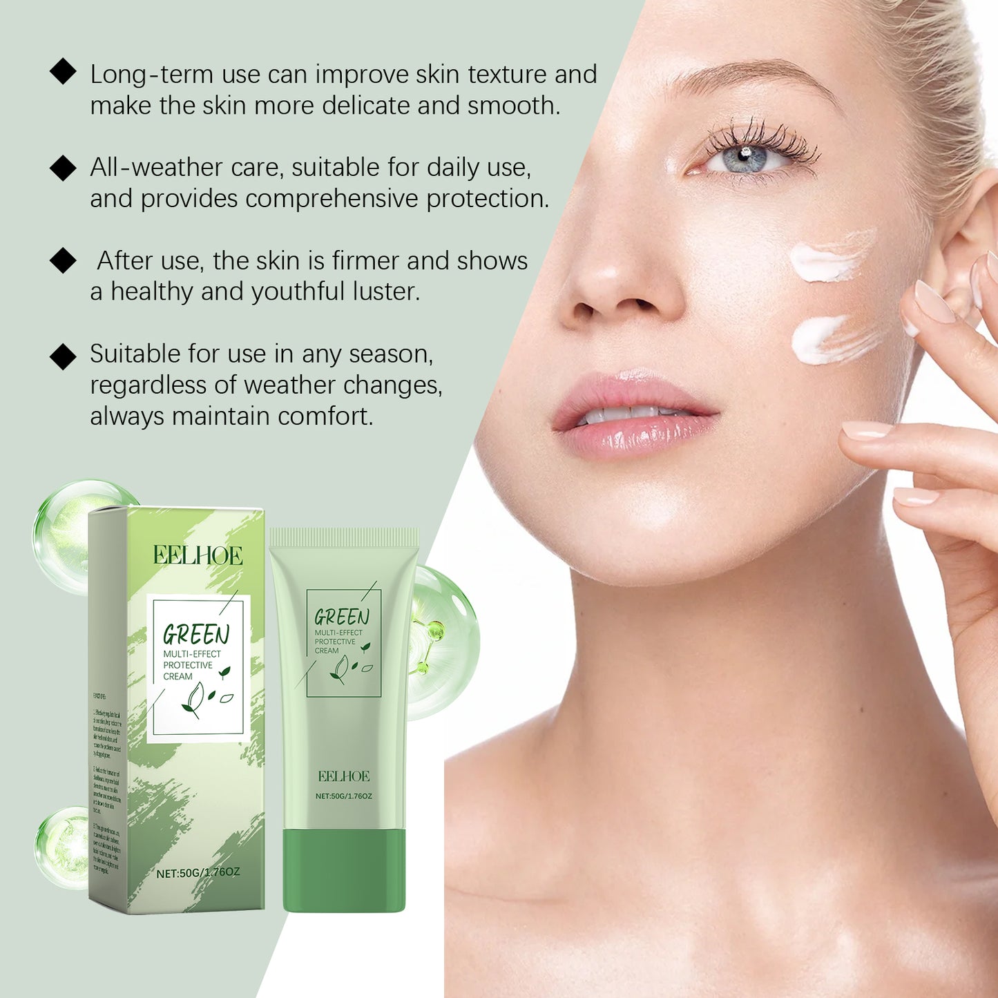 Green Tea Facial Moisturizing Cream - Hydrating Daily Skincare for Bright Skin