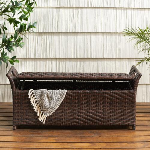 Wing Shaped Outdoor Storage Bench with Hidden Storage - Brown