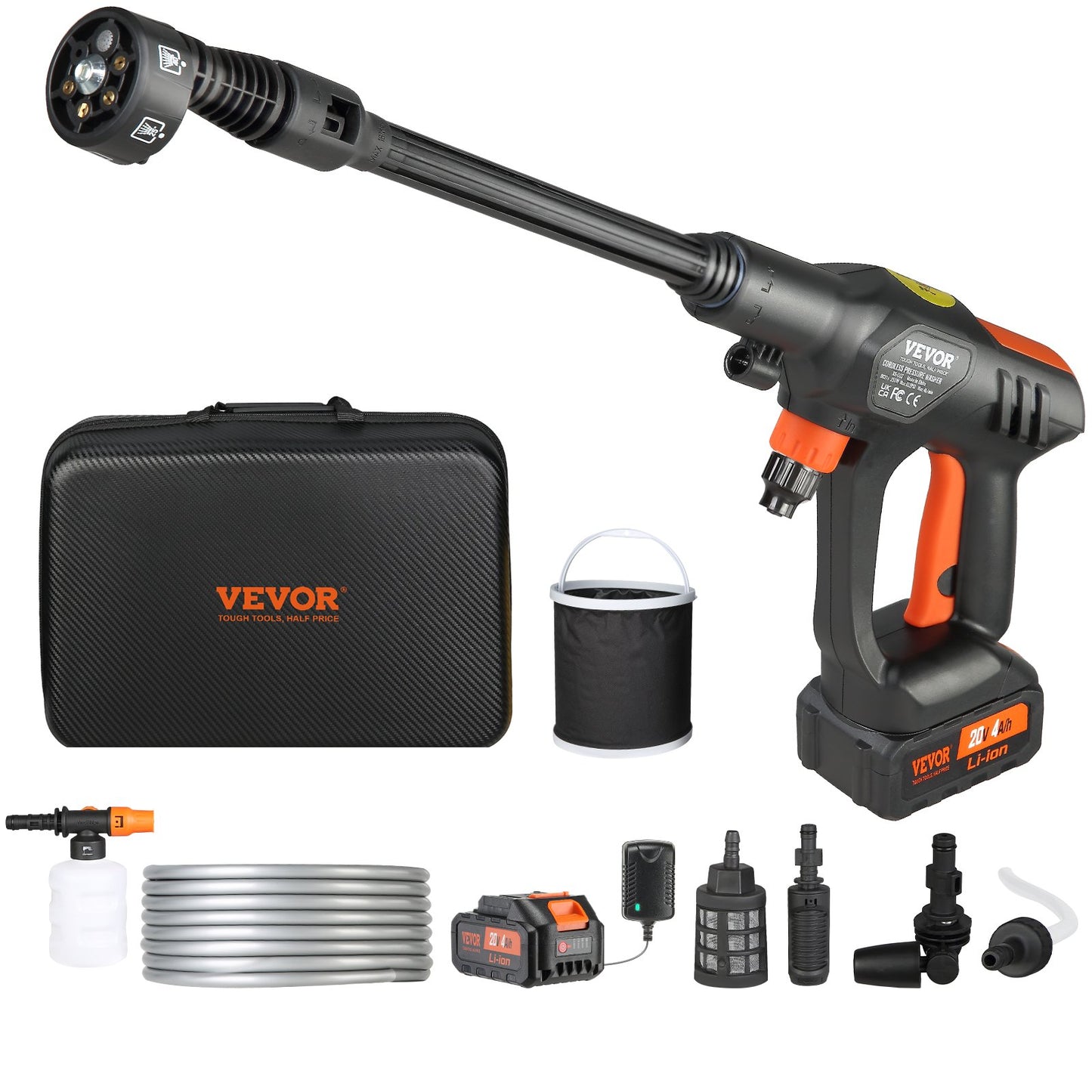 Cordless Pressure Washer 652 PSI 1.1 GPM Portable Car & Home Cleaning Tool - Black