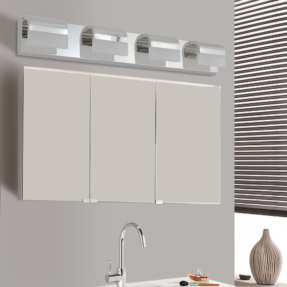 4-Light Modern Bathroom Vanity Lighting - LED Wall Fixture