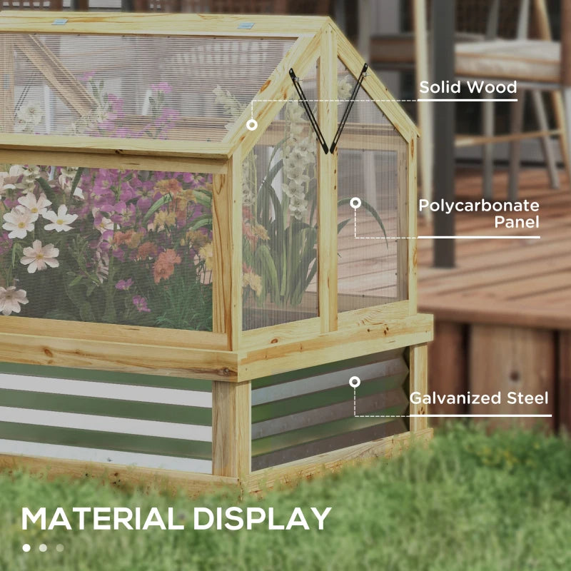 Raised Garden Bed Kit with Greenhouse and Cold Frame - Wooden Planter