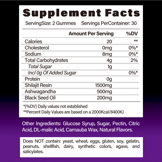 Shilajit Gummies - 60 Count Natural Energy Supplement