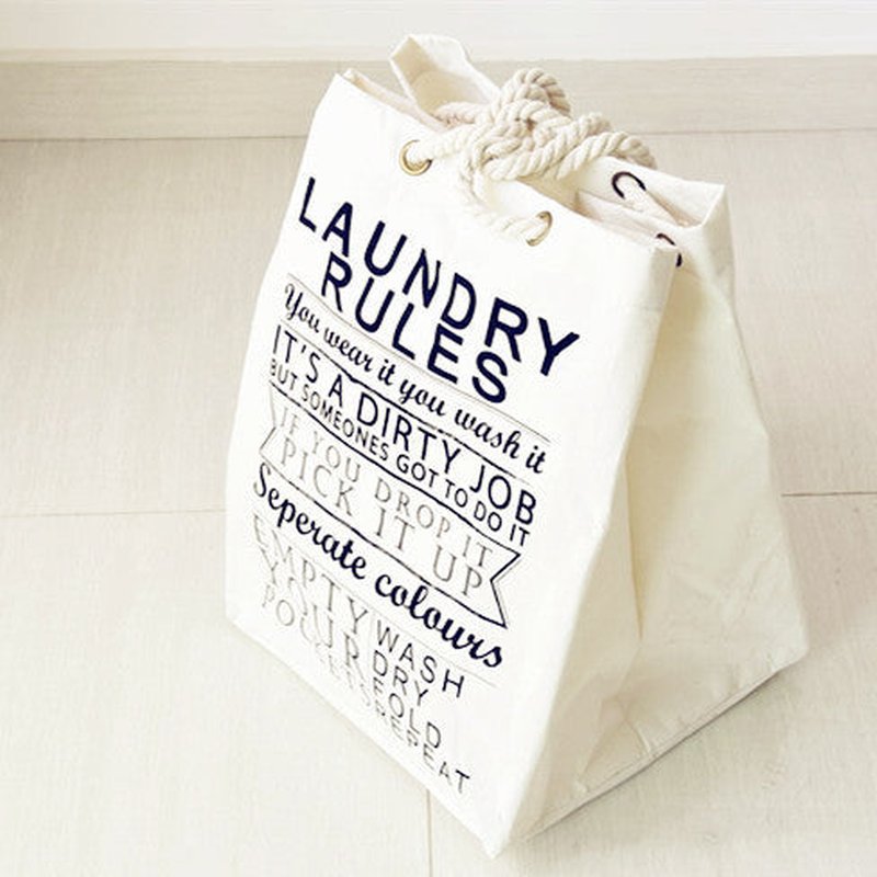 Cotton Linen Storage Bag for Kitchen Bathroom Closet - White