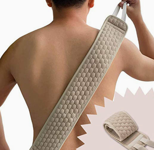 Bath Towel Pull Back Strip - Natural Fiber, 8x81cm, Includes Gloves