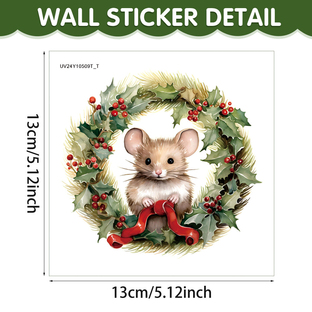 Christmas Cartoon Animal Mouse Hole Wall Sticker - Festive Decor for Home & Garden