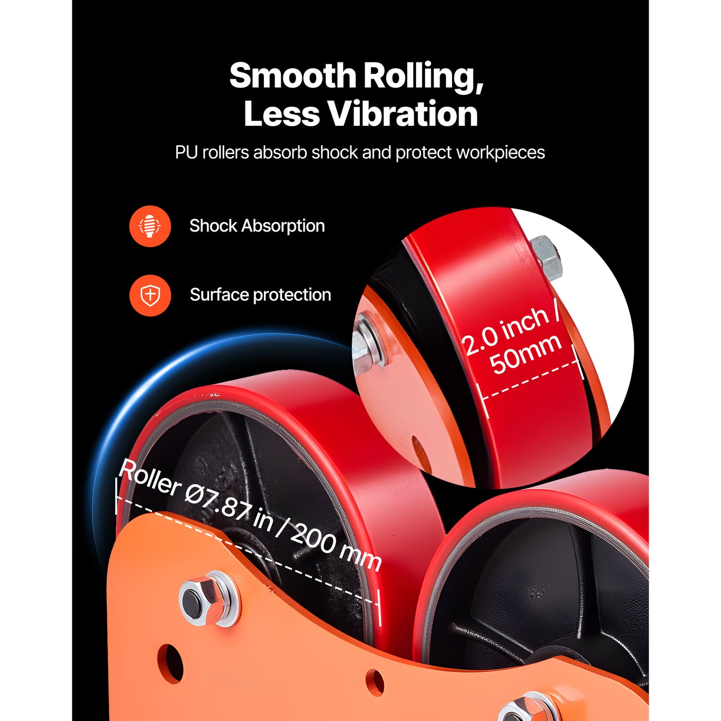 Adjustable Pipe Turning Roller with PU Rollers 2205 Lbs Load Support for Welding Equipment