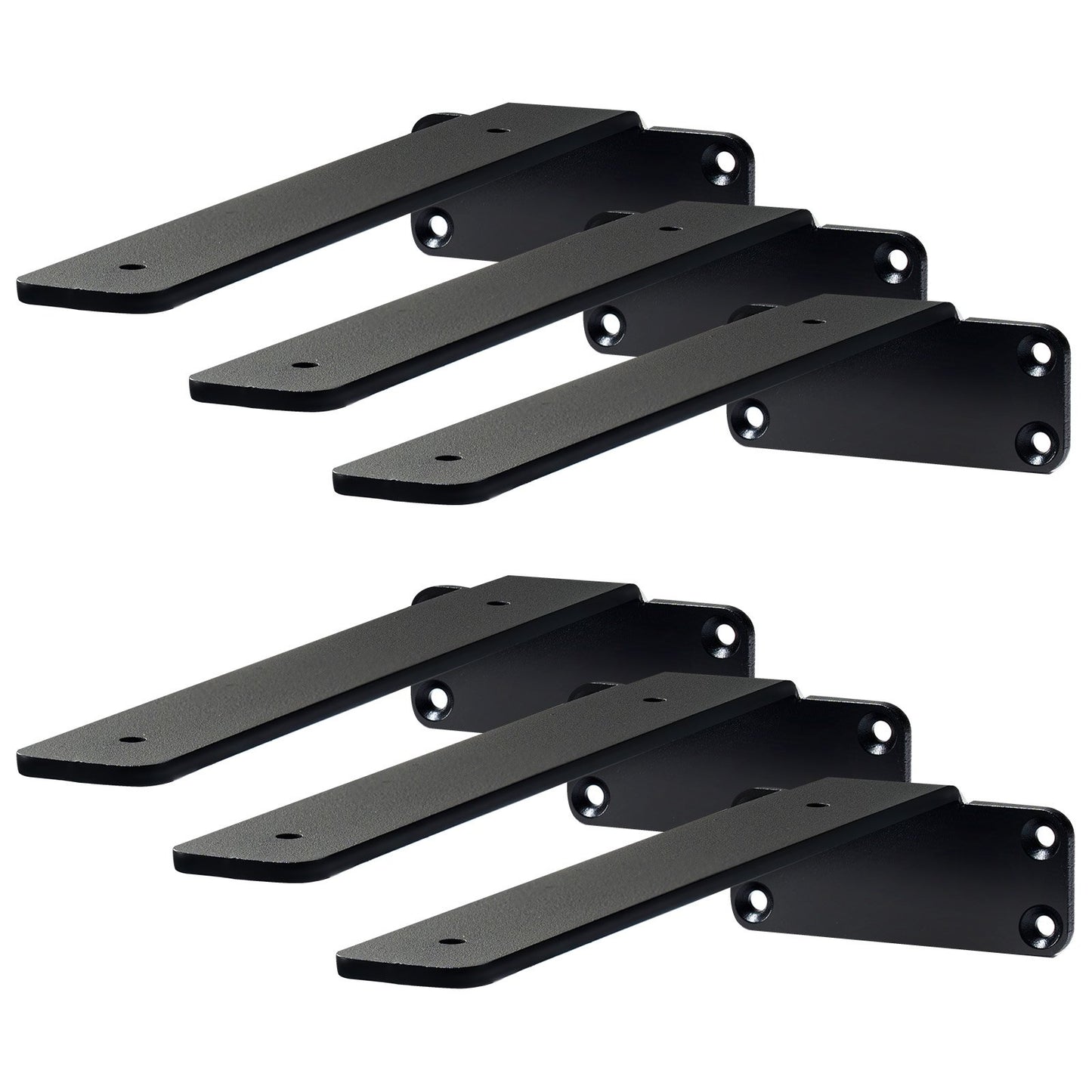 Heavy Duty Floating Shelf Brackets - 6 Pcs, 160 Lbs Capacity, Black