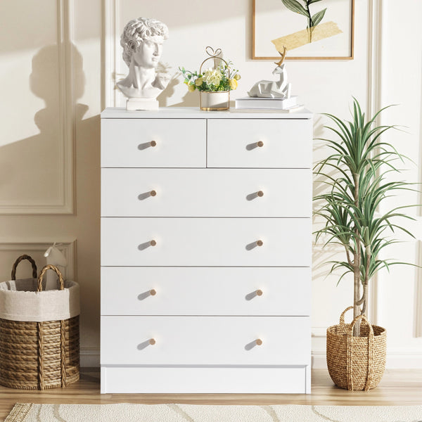 Modern 6-Drawer Dresser - White Storage Solution for Home