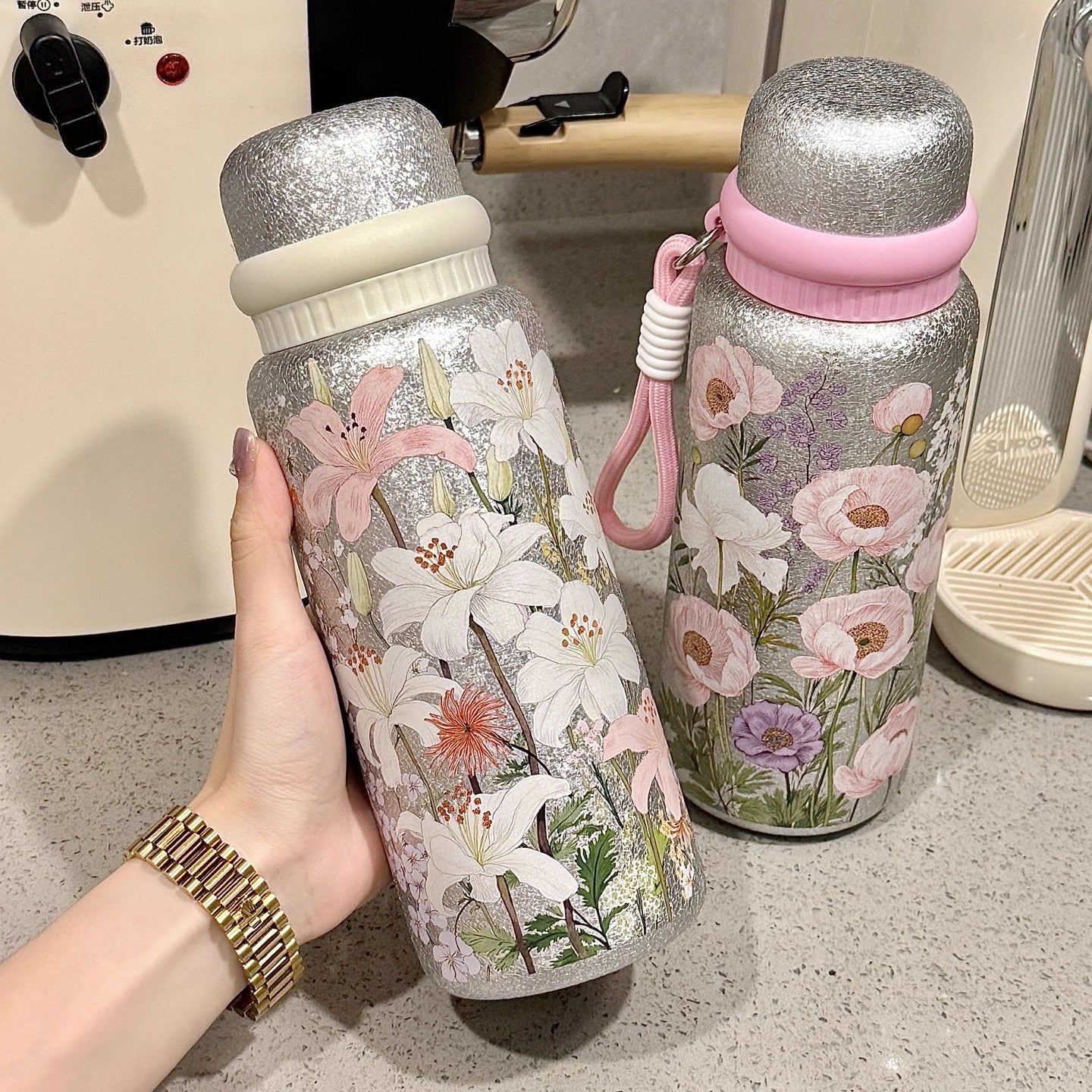Portable Insulated Stainless Steel Cup with Titanium Coating & Filter - Large Capacity