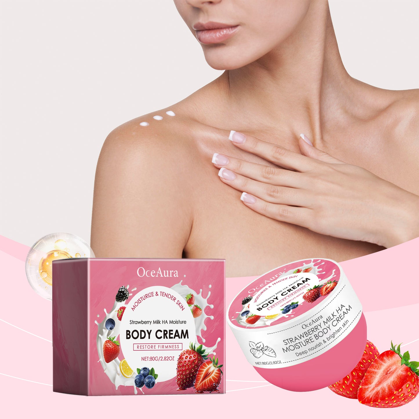 Strawberry Milk Body Cream - Deep Hydrating & Brightening Skin Care