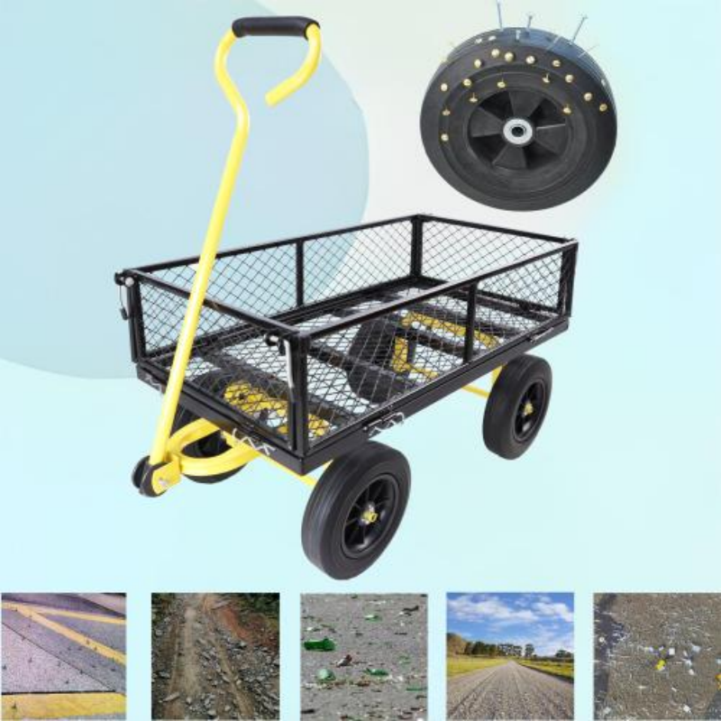 Garden Trolley Cart with Solid Wheels Multi-Functional Tool Cart for Yard and Farm Use