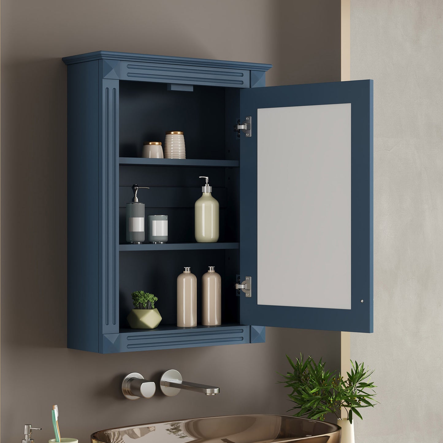 20 Wall Mounted Bathroom Storage Cabinet With Mirror, Medicine Height