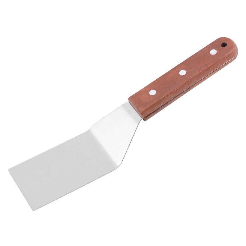 Wooden Handle Teppanyaki Steak Shovel Spatula Flat Mouth Cooking Tool