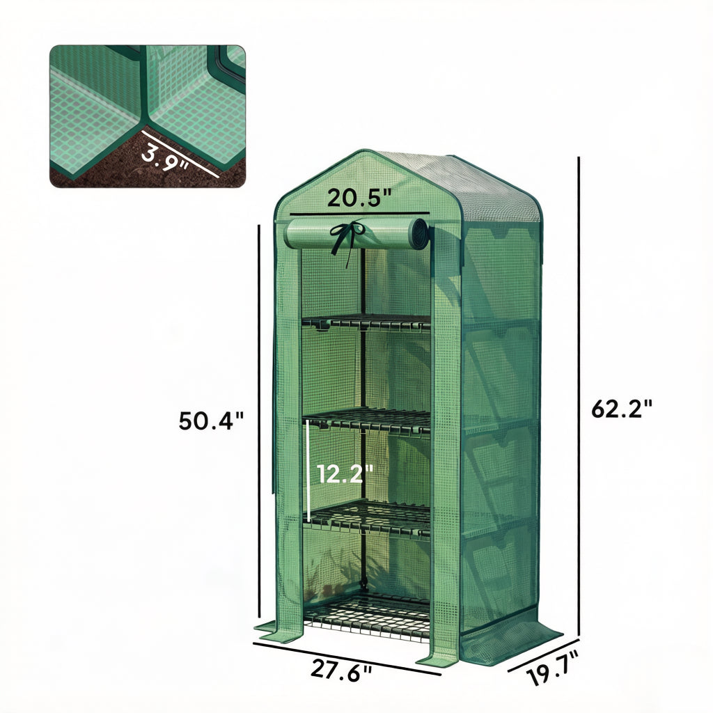 Portable Mini Greenhouse for Garden - Green & Dark Green
