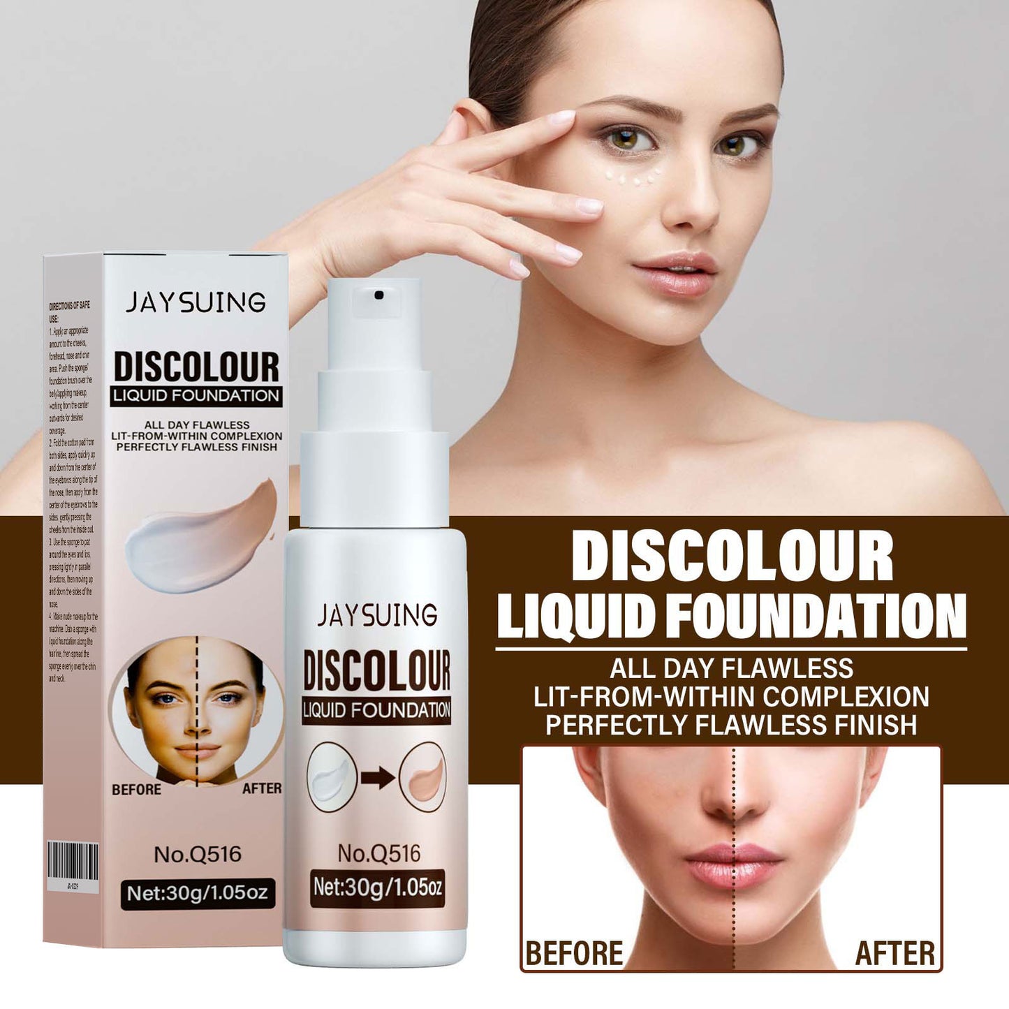 Portable Liquid Foundation Brightening Makeup 30g - Temperature Change Effect