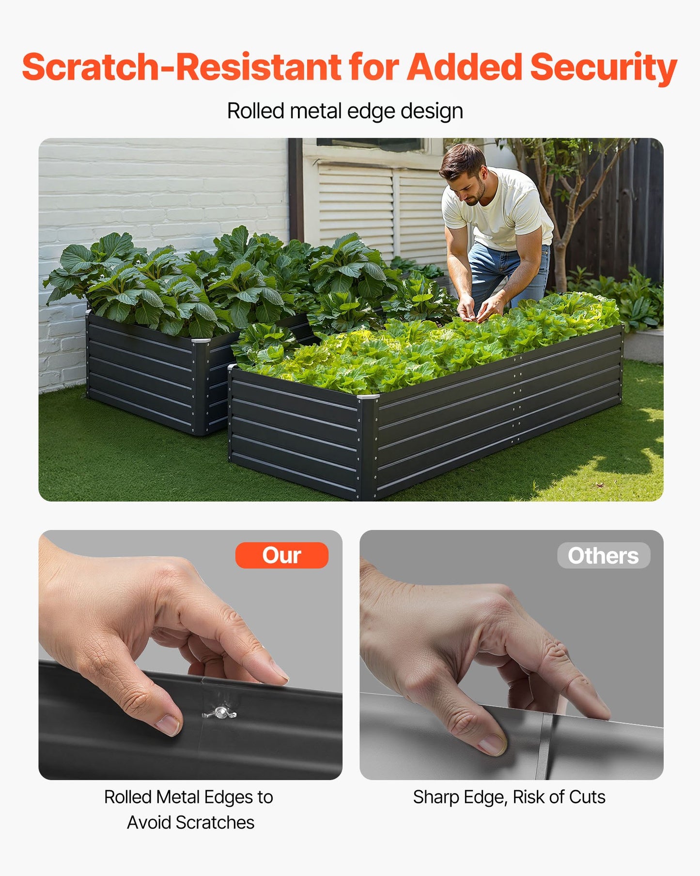 Black Metal Raised Garden Bed 6.7 x 3 ft Outdoor Planter for Vegetables Herbs