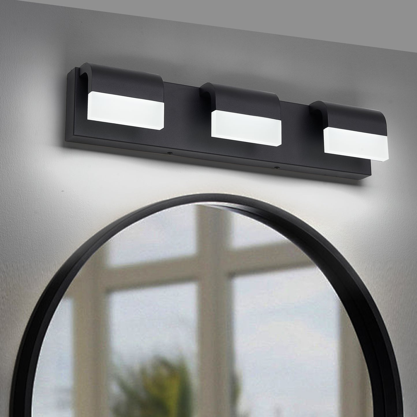 Dimmable LED Vanity Light Fixture - Matt Black 3 Lights