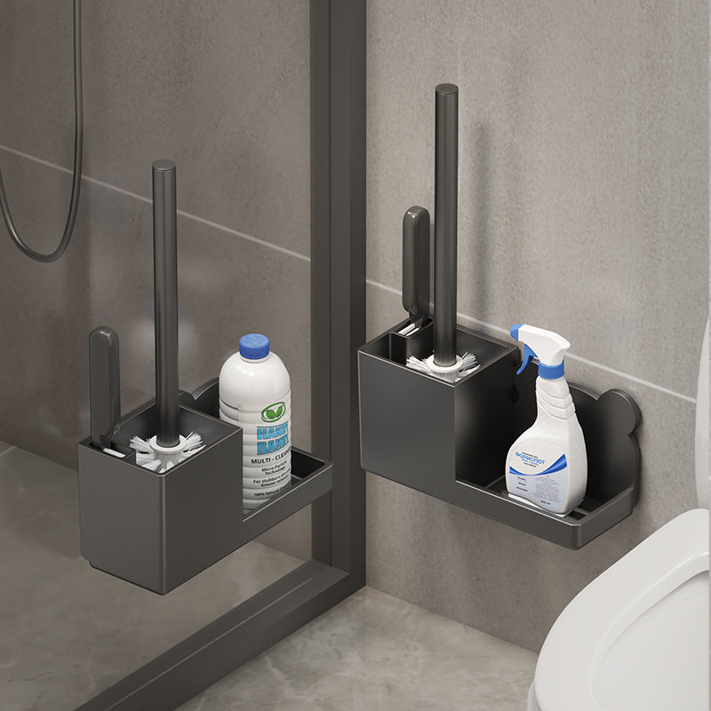 Wall-Mounted Toilet Brush Set with Long Handle and 2 Brushes - No Dead Angle Cleaning