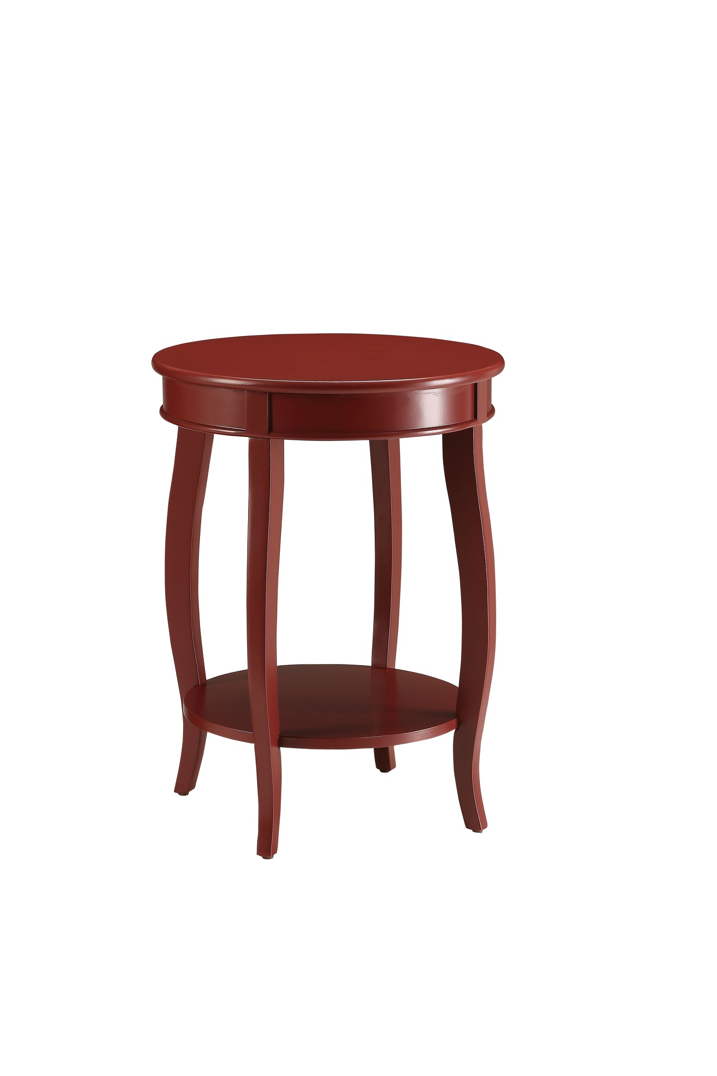 Aberta Red Finish Accent Table with Open Storage Shelf
