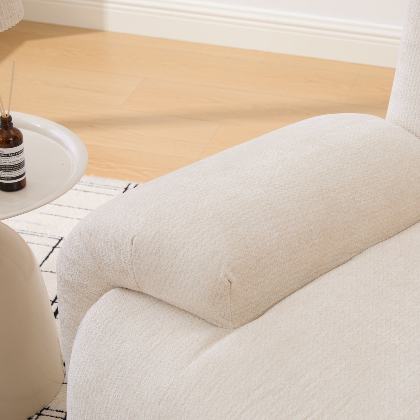 Modern Upholstered Accent Chair - Beige Chenille Armchair