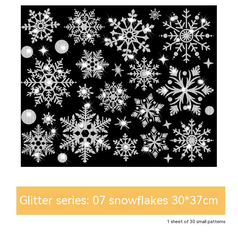 Glitter Decorative Wall Stickers Christmas Snowflake Set for Festive Wall Decor