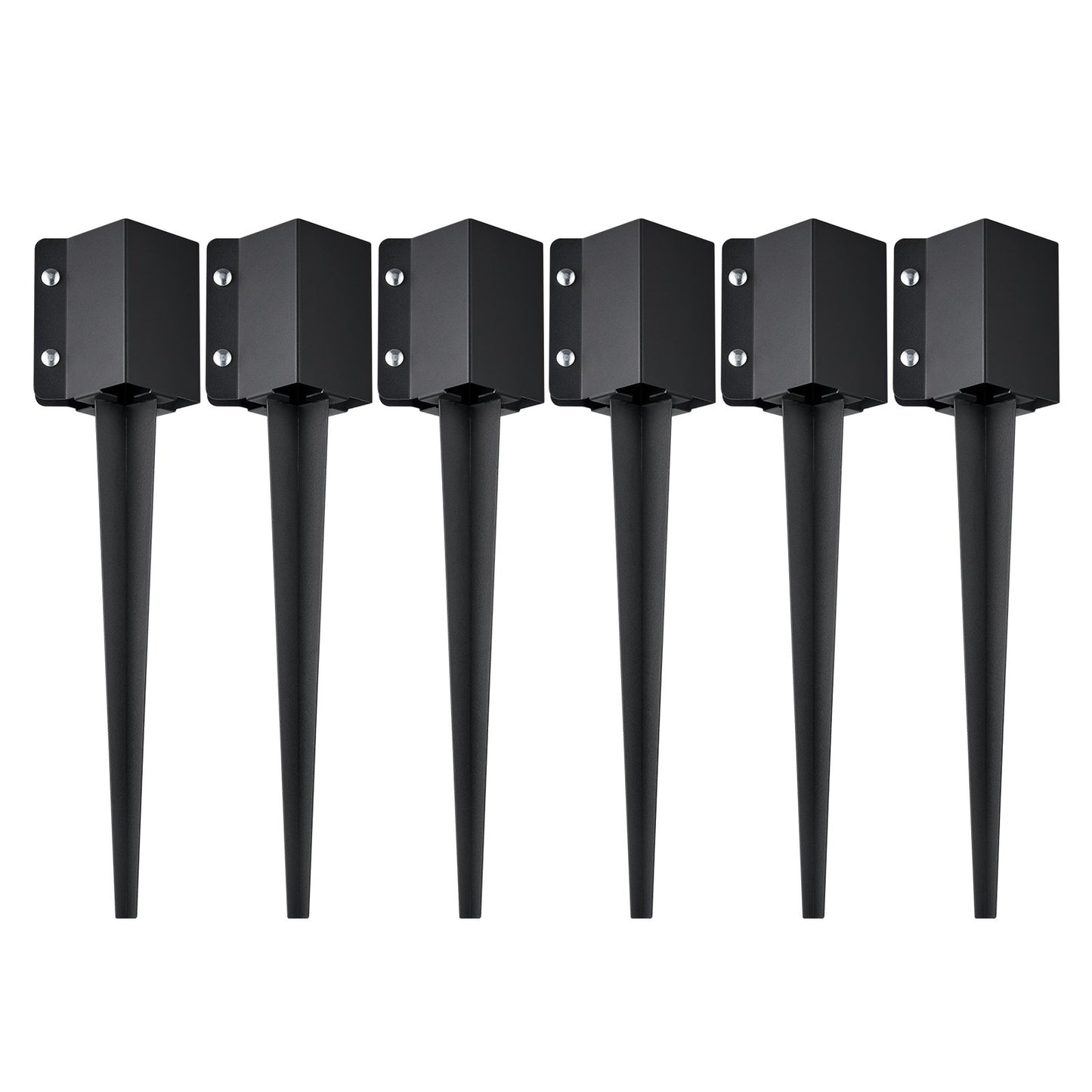 Fence Post Ground Anchor Spike 6 Pack - 24x4x4 Inches Metal Support for Garden Mailbox Railing