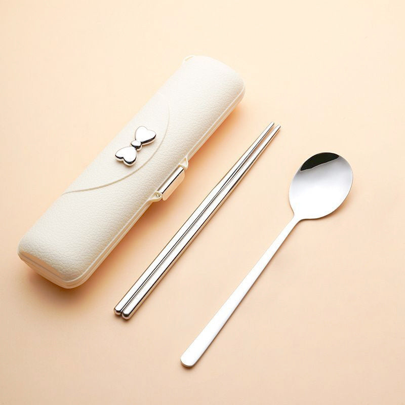 Stainless Steel Portable Tableware Set with Chopsticks, Spoon & Fork