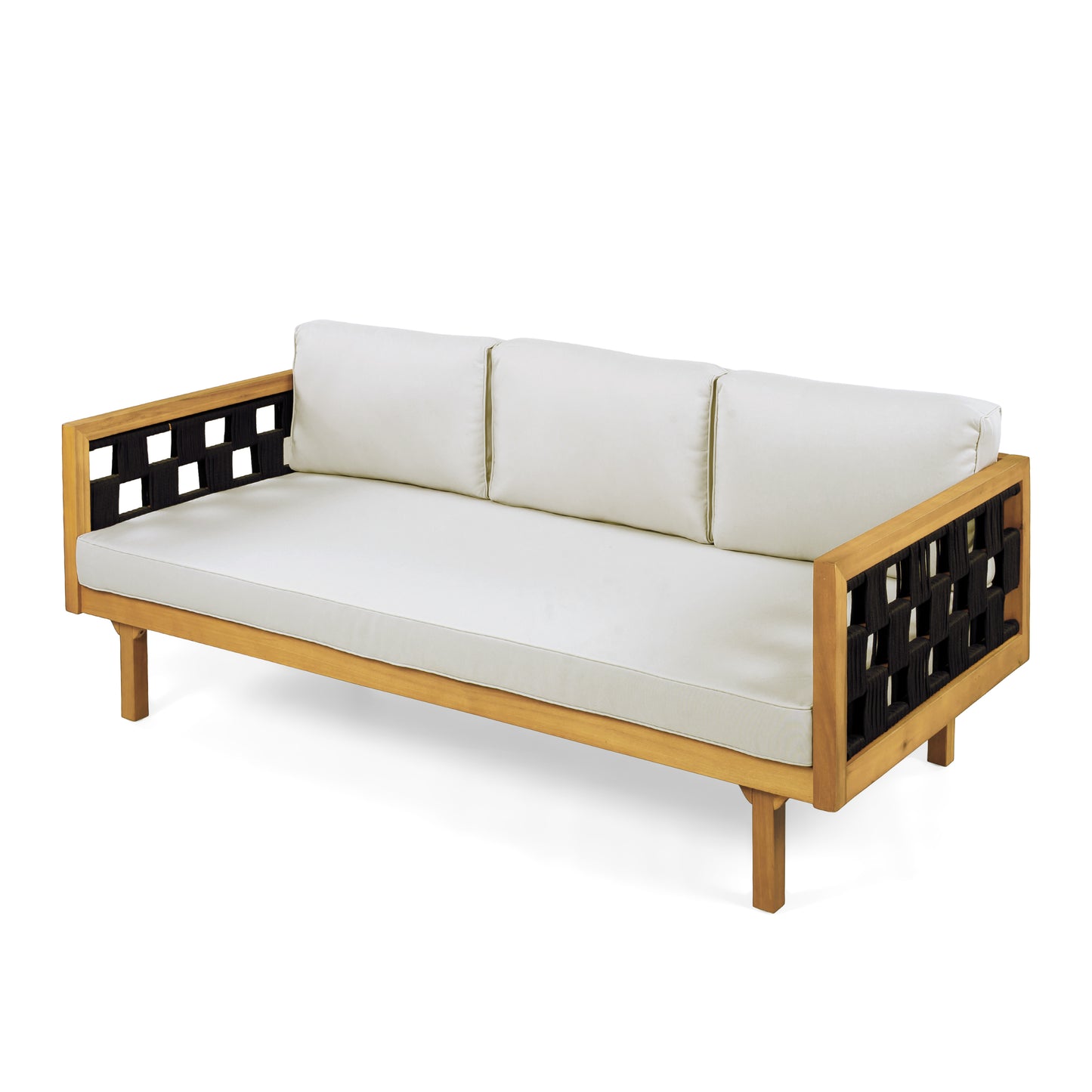 Three-Seater Outdoor Daybed - Acacia Wood Teak Finish Frame With
