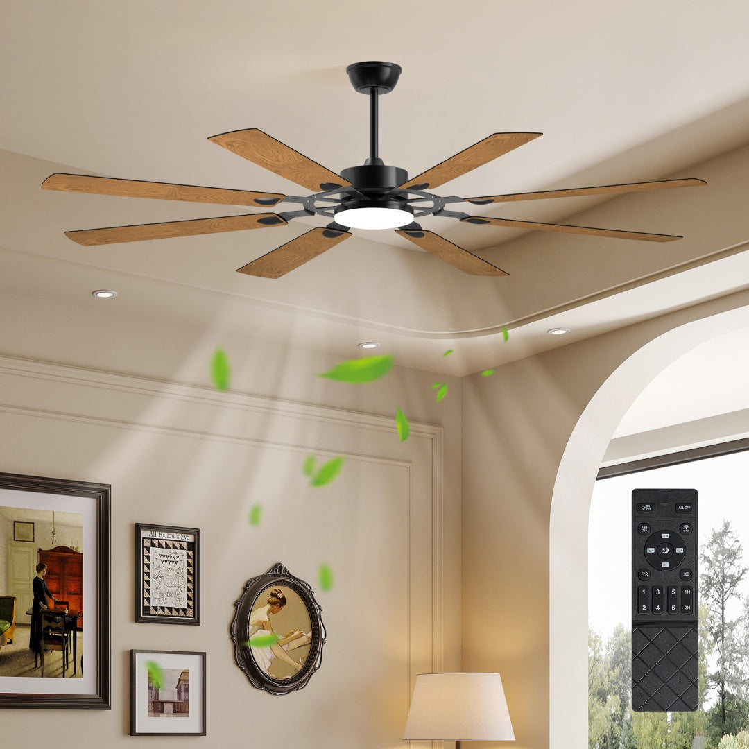72-Inch Modern Ceiling Fan with LED Light - Black