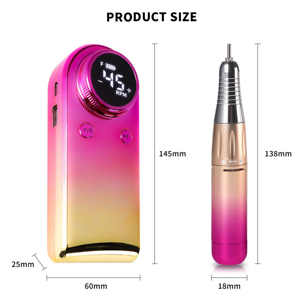 45000RPM Professional Electric Nail Drill Kit - Portable Rechargeable File