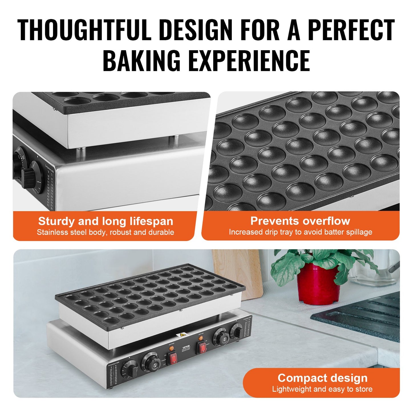 50PCS Mini Dutch Pancake Maker Commercial Dorayaki Baker 1700W - Kitchen Appliance