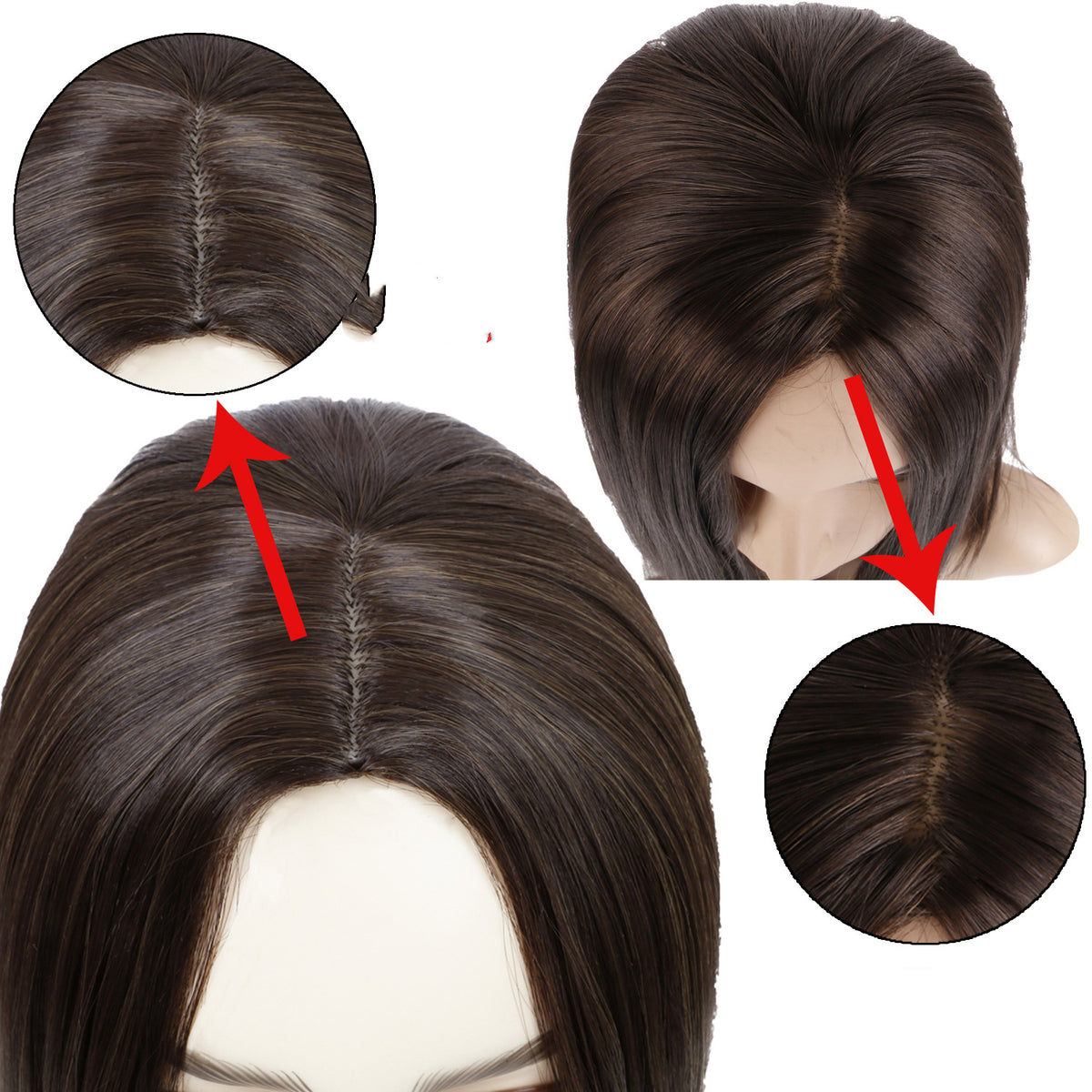 Brown Straight Clavicle Synthetic Wig