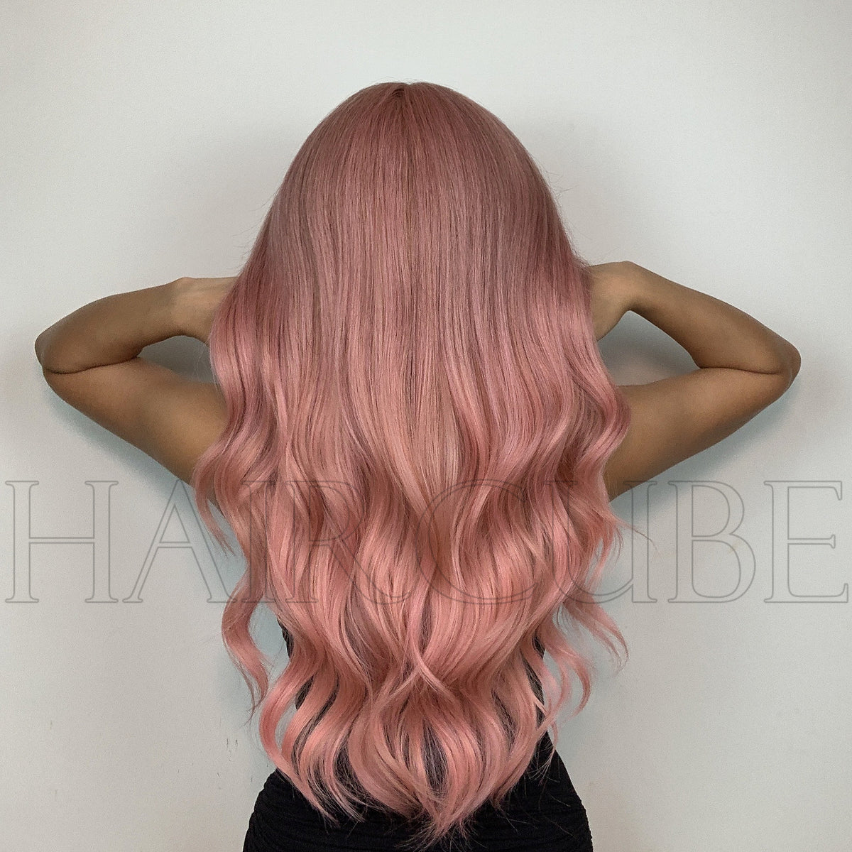 Pink Long Curly Wig for Women - 24 Inch Synthetic Hair Extension