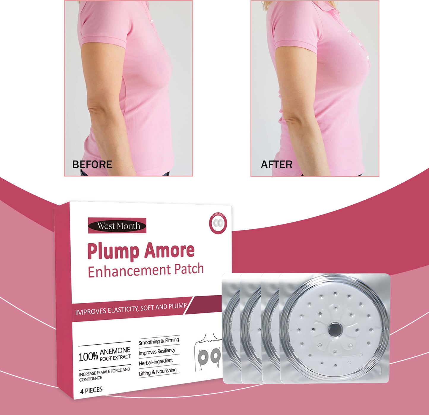 Firming Breast Patch - Invisible Herbal Chest Nourishing Treatment - 4 Pack