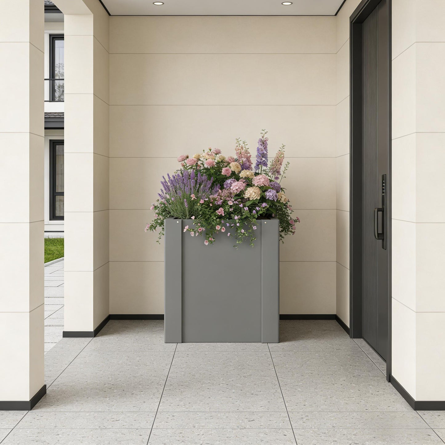 Outdoor Elevated Garden Planter Box - Black Steel