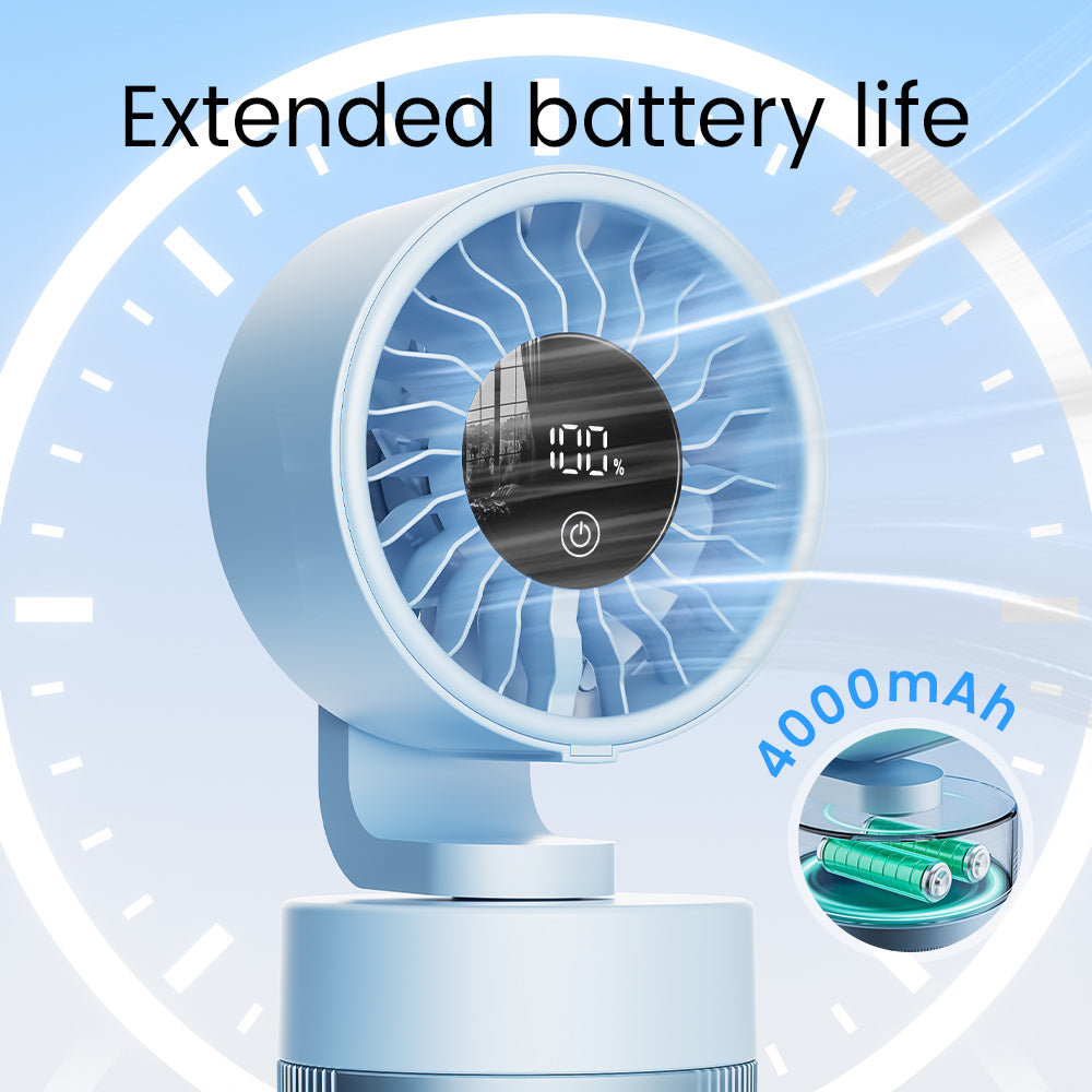 Rechargeable 4000mAh Portable Fan with Adjustable Speed & LED Display