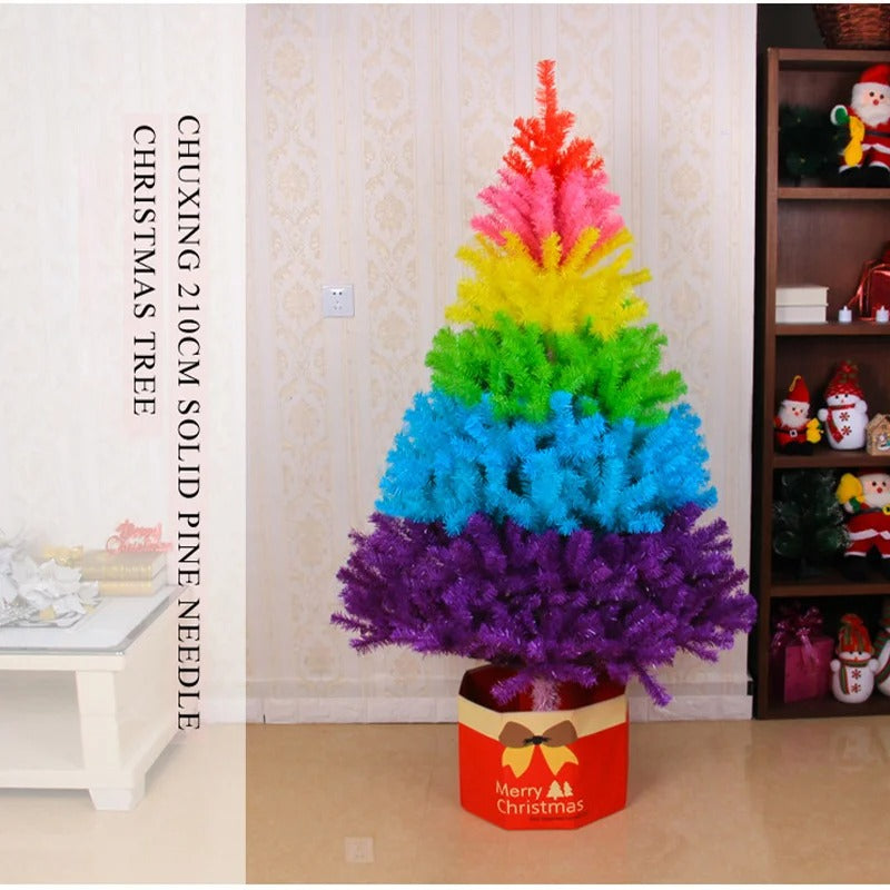 60cm Rainbow Christmas Tree with 70 PVC Branches - Colorful Holiday Decor