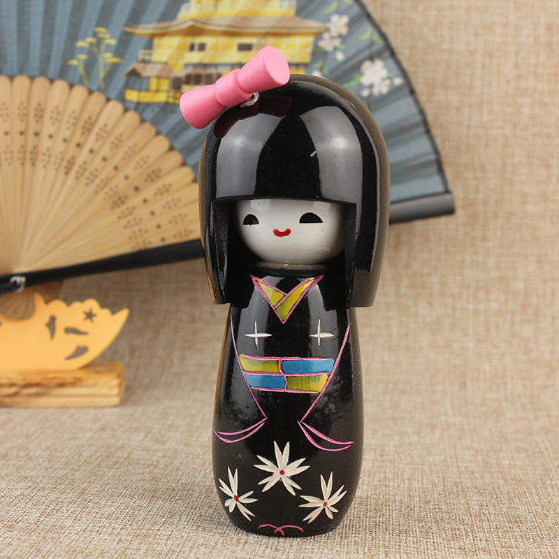 Japanese-Style Kimono Doll for Sushi Restaurant Decor - Handmade Wooden Figurine